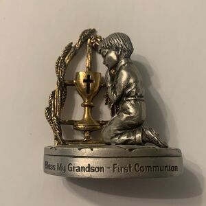 Pewter Statue First Communion Grandson Collectible